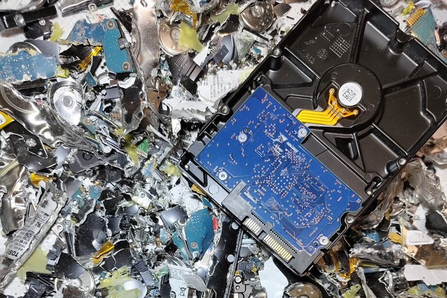 Shredded hard drives reduced to 18mm particles